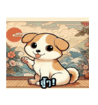 浮世絵風の可愛い犬 2（個別スタンプ：7）