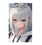 フードを着た可愛い女の子13（個別スタンプ：1）