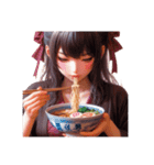 ラーメンを啜る女の子[アレンジOK]（個別スタンプ：4）