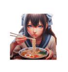 ラーメンを啜る女の子[アレンジOK]（個別スタンプ：20）