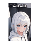 フードを着た可愛い女の子20（個別スタンプ：1）
