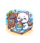 しろねこの夏休み（個別スタンプ：11）