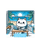 しろねこの夏休み（個別スタンプ：16）