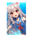 夏の珊瑚猫耳娘女の子1（個別スタンプ：5）