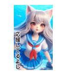 夏の珊瑚猫耳娘女の子1（個別スタンプ：13）