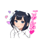 黒髪の猫耳の女の子AIイラスト（個別スタンプ：3）