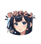 黒髪の猫耳の女の子AIイラスト（個別スタンプ：5）