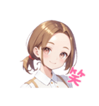 おでこ女子 茶髪（個別スタンプ：1）