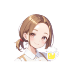 おでこ女子 茶髪（個別スタンプ：3）