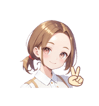 おでこ女子 茶髪（個別スタンプ：4）