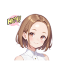 おでこ女子 茶髪（個別スタンプ：5）