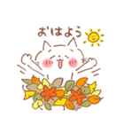 秋の白ねこ♪秋の味覚とハロウィン（個別スタンプ：3）