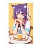 朝食を食べる猫の女の子BIGスタンプ（個別スタンプ：39）