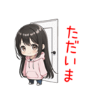 可愛い黒髪ピンクパーカー女子スタンプ2（個別スタンプ：10）