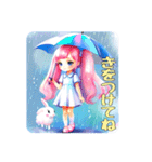 ピンクの髪の小さい女の子 日常挨拶（個別スタンプ：7）