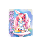 ピンクの髪の小さい女の子 日常挨拶（個別スタンプ：16）