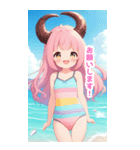 海と悪魔の水着の女の子BIGスタンプ（個別スタンプ：26）