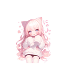 猫耳ピンクヘアの女の子♥（個別スタンプ：3）