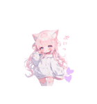 猫耳ピンクヘアの女の子♥（個別スタンプ：5）
