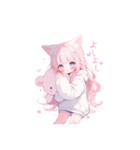 猫耳ピンクヘアの女の子♥（個別スタンプ：7）