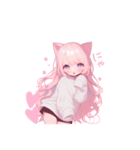 猫耳ピンクヘアの女の子♥（個別スタンプ：9）