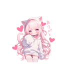 猫耳ピンクヘアの女の子♥（個別スタンプ：10）
