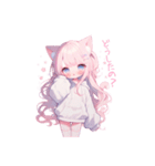 猫耳ピンクヘアの女の子♥（個別スタンプ：16）