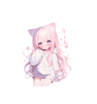 猫耳ピンクヘアの女の子♥（個別スタンプ：17）