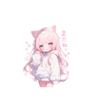 猫耳ピンクヘアの女の子♥（個別スタンプ：24）