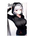 銀髪キャップ女の子ショート（個別スタンプ：2）