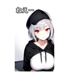 銀髪キャップ女の子ショート（個別スタンプ：9）