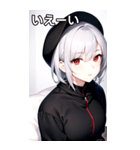 銀髪キャップ女の子ショート（個別スタンプ：18）
