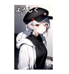 銀髪キャップ女の子ショート（個別スタンプ：22）