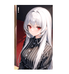 銀髪黒ストライブシャツ女の子（個別スタンプ：15）