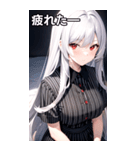 銀髪黒ストライブシャツ女の子（個別スタンプ：24）