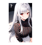 銀髪黒ストライブシャツ女の子（個別スタンプ：31）