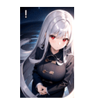 銀髪夜空ピーコート女の子（個別スタンプ：15）