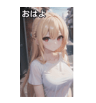 金髪tシャツ女の子（個別スタンプ：1）