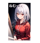 銀髪夜空バスローブ女の子（個別スタンプ：34）