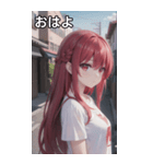 赤髪tシャツ女の子（個別スタンプ：1）