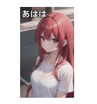 赤髪tシャツ女の子（個別スタンプ：12）