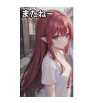 赤髪tシャツ女の子（個別スタンプ：19）