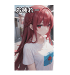 赤髪tシャツ女の子（個別スタンプ：28）
