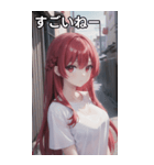 赤髪tシャツ女の子（個別スタンプ：30）