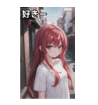 赤髪tシャツ女の子（個別スタンプ：36）