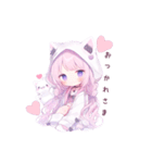 猫耳のピンクの髪の女の子（個別スタンプ：6）