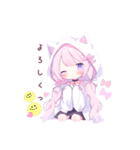 猫耳のピンクの髪の女の子（個別スタンプ：8）