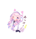 猫耳のピンクの髪の女の子（個別スタンプ：11）