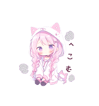猫耳のピンクの髪の女の子（個別スタンプ：14）