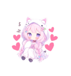 猫耳のピンクの髪の女の子（個別スタンプ：22）